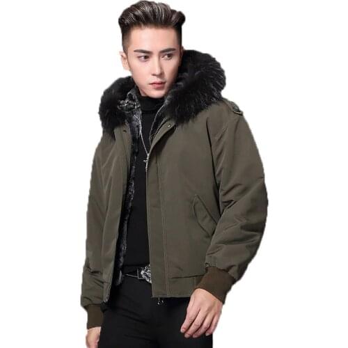 Real Fur Coat Real Rabbit Fur Liner Parka Mens Winter Jacket Raccoon Fur Collar Warm Parkas Plus Size Veste T-07-YC-323 MY1893