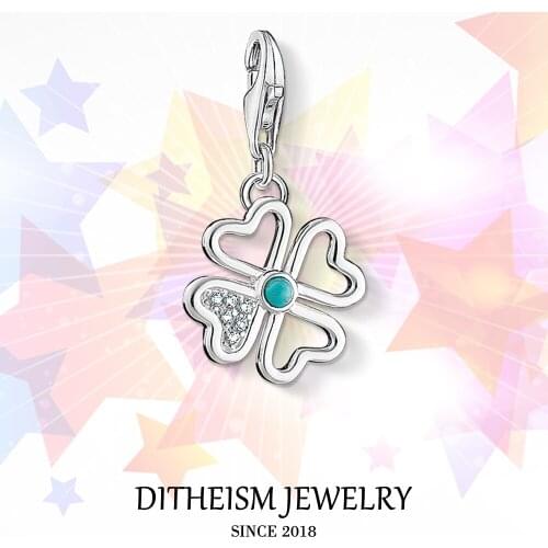 Blue Clover Charms Pendant,2018 Fashion Jewelry 925 Sterling Silver Lucky Gift For Women Men Boy Girls Fit Bracelet Necklace Bag