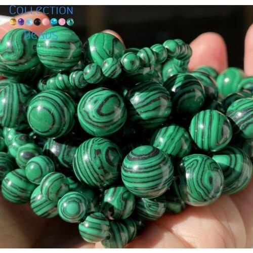 Natural Green Malachite Stone Spacer Loose Round Bead For Jewelry Making 4-12 MM DIY Bracelets Accessories Wholesale 15
