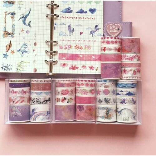 Sharkbang 8pcs/lot Ocean Dolphin Unicorn Scrapbooking Washi Adhesive Tape Planner Decorative DIY Tape Sticker Kawaii Stationery
