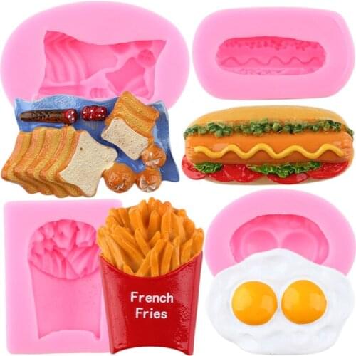 Bread Potato Chip Hamburger Egg Silicone Mold Fondant Cake Decorating Tools Soap Resin Clay Molds Candy Chocolate Gumpaste Mould