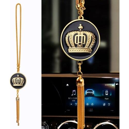 Car Styling Fashion Metal Gold Crown Emblem Pendant Decor Automobile Rearview Mirror Hanging Ornaments Accessories