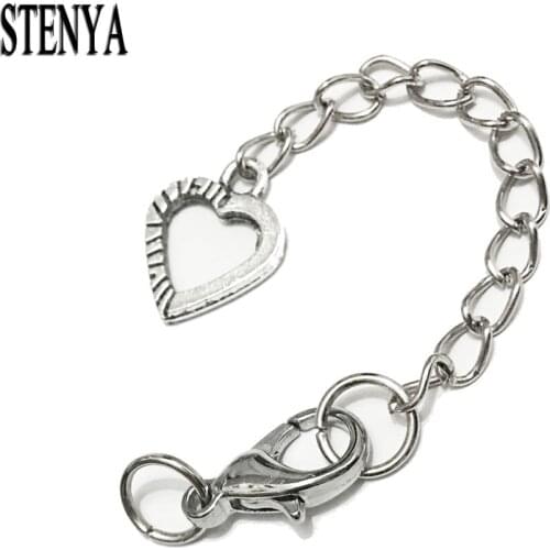 STENYA Extended Extension Chains Lobster Swivel Hook Jump Rings Cord Bracelet Findings Flower Filigree Pendants Jewelry Charms