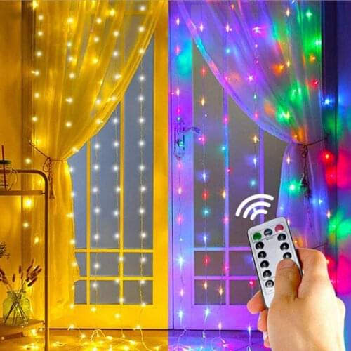 Remote LED String Lights Curtain USB Battery Fairy Lights Garland Led Wedding Party Christmas For Window Home Outdoor Decor