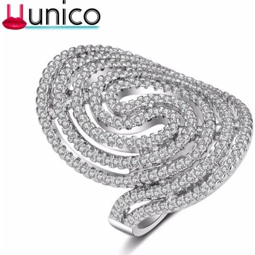 Uunico 2018 Luxury Fashion Silver Color 1 Pieces Ring Sets AAA+ CZ Cubic Zirconia Engagement Rings For Women Fingerprint ring