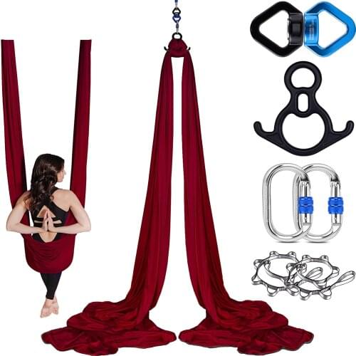 Aerial Silks + Yoga Hammock Includes Premium 100% Aerial Nylon Tricot Fabric Silks, Full Rigging Hardware and Easy Set-up Guide