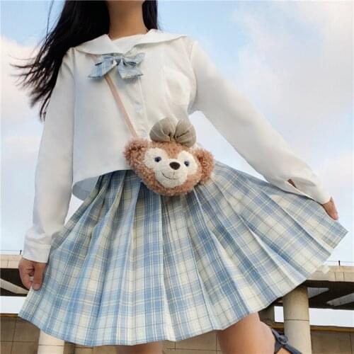 Fried Snow School Skirt High Waist Korean College Wind Pleated Skirts Gothic Sexy Cute Girls JK Uniform​ Mini Plaid Skirt