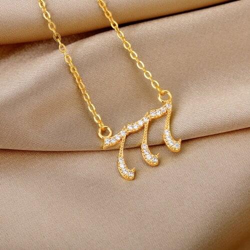 111 222 333 444 555 666 777 888 999 Angel Zircon Number Necklaces For Women Stainless Steel Gold Charms Pendant Necklace Jewelry