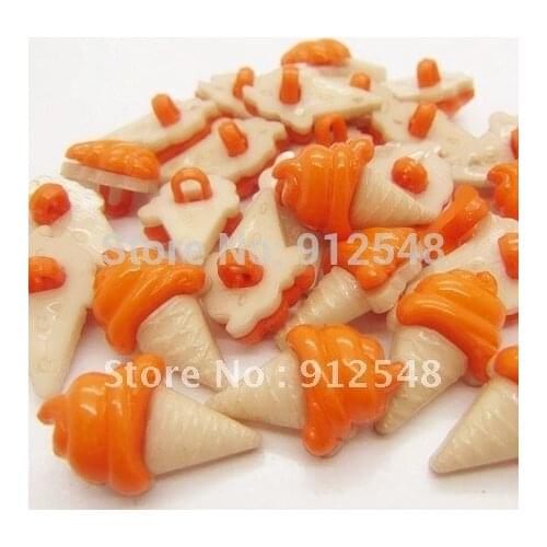 100 Orange Resin Ice Cream Sewing Shank Buttons Scrapbooking 22x13mm,bingqilin004