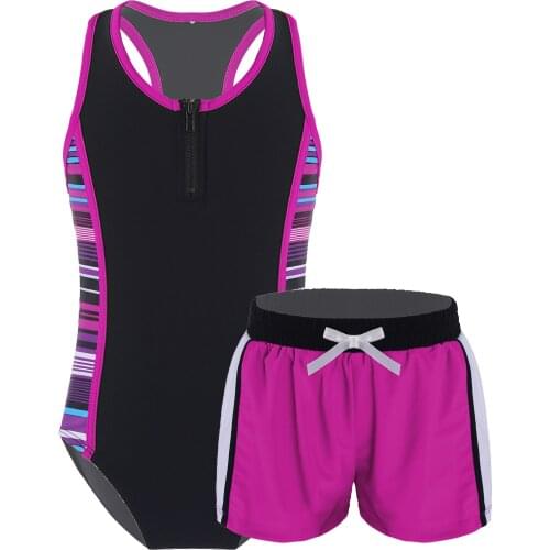 2Pcs/Set Floral Girls Tankini Swimwear Sleeveless Kids Sports Swimsuit Tops with Bottoms Summer Girls Beachwear Bathing Suit Set