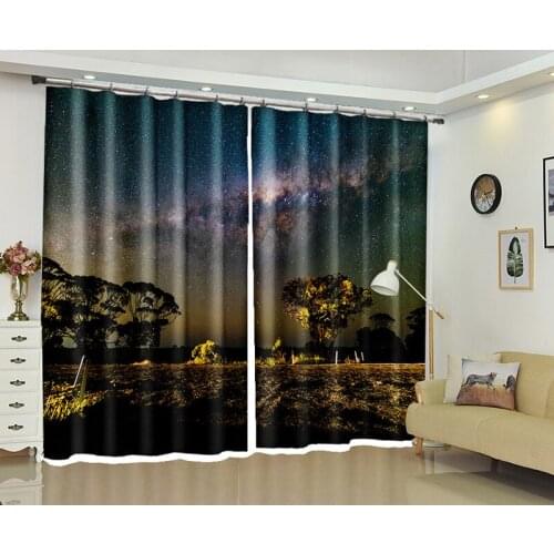 Night sky 3d Curtains For Living Room Window Treatments Modern Curtains For Beding Room living room High-precision Shade