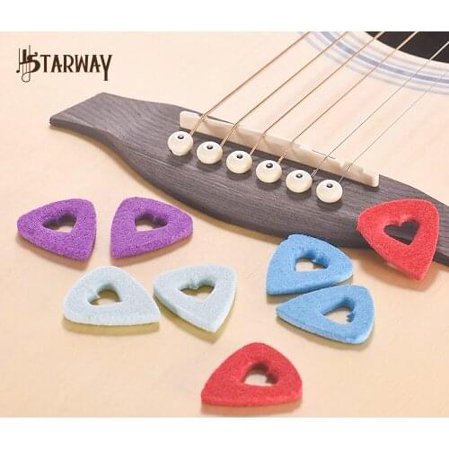 STARWAY 8pcs Guitar Pick With Heart Shape Synthetic Fiber Ukulele Guitars 3.5mm Guitar Parts & Accessories(Random Color Delivery