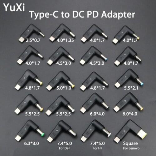 YuXi PD Power Adapter Plug Converter USB Type C male to DC 7.4*5.0 4.5*3.0 5.5 x 2.5 4.8*1.7 mm Male Laptop DC Jack Connector
