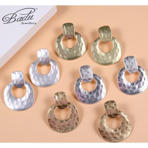Badu New Fashion Metal Exaggerated Earrings Geometric Rectangle Jewelry Surface Bump Fitting S925 Earrings Gifts For Girls