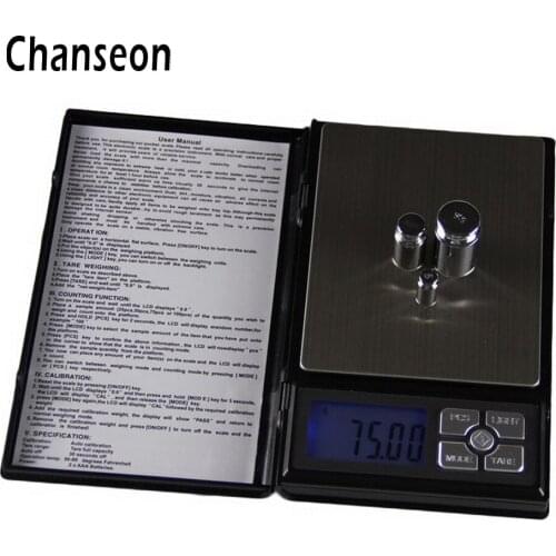 Chanseon Notebook Style Medical Electronic Scale Counting Gold LCD Jewelry Scales Personal Scale Precision Balance 0.01g 500g