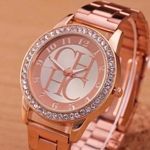 Fashion Rose Gold Women Watch Stainless Steel Band Luxury Female WristWatch Crystal Dress Ladies Quartz Watches Relogio Feminino