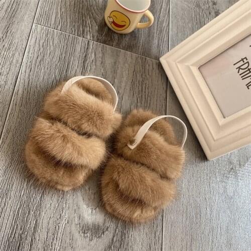 Baby Fur Shoes Baby Crawling Shoes Mink Fur Slippers For Boys And Girls Baby Training Slippers Winter Shoes