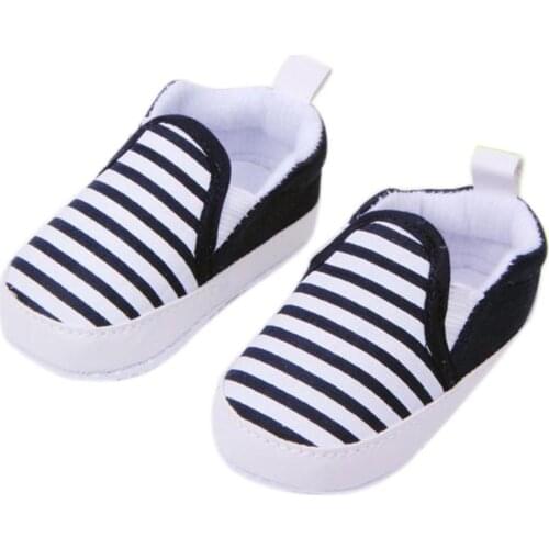 Striped Cotton Baby Canvas Shoes Striped Shallow Baby Soft Cotton Sole Flat First Walkers Anti-slip Baby Shoes Khaki/Black/Green