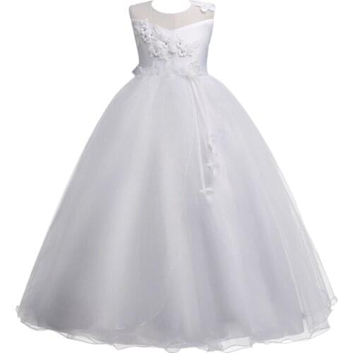 Baby Girls Dress Summer New Flower Girl Wedding Dress Princess Dress Girls Long Dress Children Piano Performance Costume 14 Age