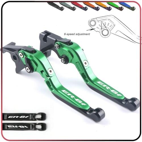 For Kawasaki ER-6F ER6F 2006 2007 2008 Motorcycle CNC Adjustable Foldable Brake Clutch Lever Handle Grips er-6f LOGO