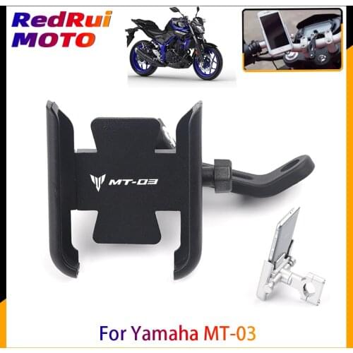 For Yamaha MT-03 MT03 Motorcycle CNC Aluminum Mobile Phone Holder GPS Navigator Rearview Mirror Handlebar Bracket Accessories