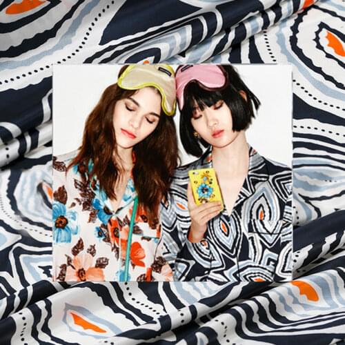 Printed Double Joe Forged Stretch Fabric Silk Comfortable Breathable Draped Lining Clothing Household Goods Fabrics Cloth Sewing