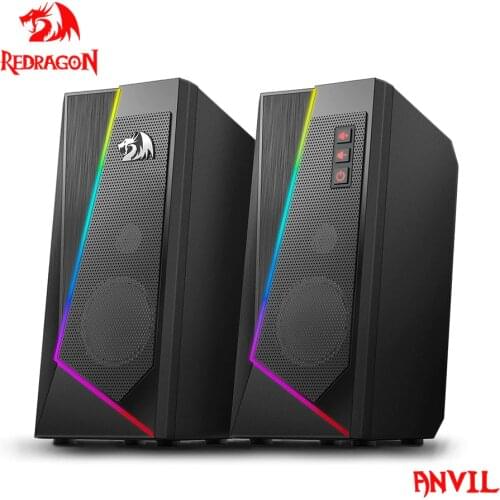 Redragon Anvil aux 3.5mm stereo surround music RGB gaming speakers sound bar for computer 2.0 PC notebook TV loudspeakers GS520