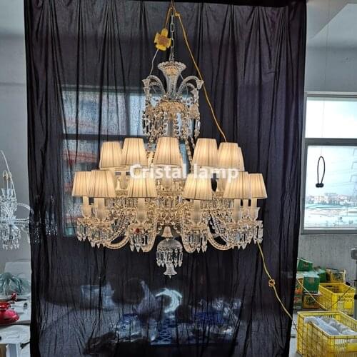 12 Light Crystal Baccarat Chandelier High Huality with Bells and Shades