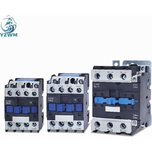 YZWM AC Contactor CJX2-8011 9511 9A NO 3-Phase DIN Rail Mount Electric Power Contactor 24V 36V 110V 220V 380V