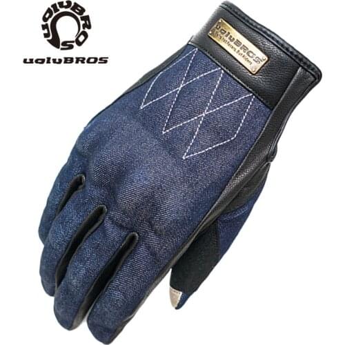 Leather motorcycle gloves screen touch breathable street motorbike gloves four season windproof motocross gloves guantes moto