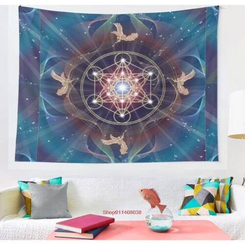 Metatron s Cube Merkabah Peace and Balance tapestry Blanket Tapestry Bedroom Bedspread Decoration