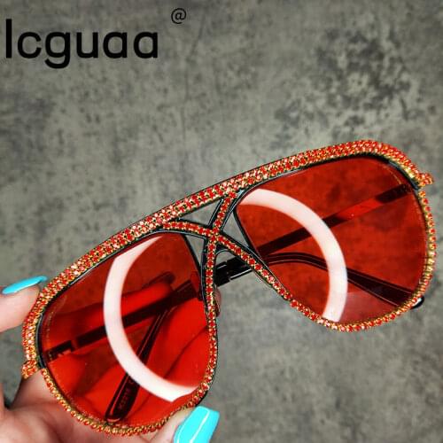 Fashion Oversized Square Crystal Sunglasses Women 2021 Luxury Rhinestone Bling Sun Glasses Female Gradient Big Shades UV400