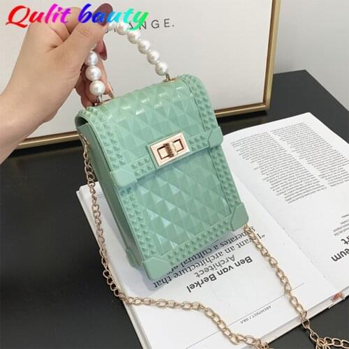 Fashion Mini PVC Chains Shoulder Messenger Bag for Women Purses and Handbags Designer Womens Diamond Lattice Mobile Phone Bag