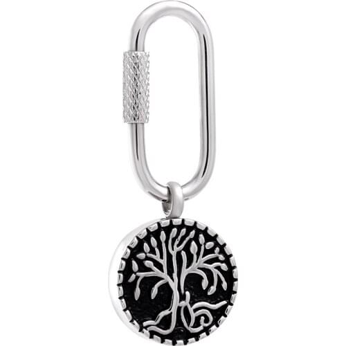 IJK2077 Fashion Stainless Steel Tree of Life Cremation Keepsake Keyring for Ashes Urn Memorial Souvenir Keyring Jewelry