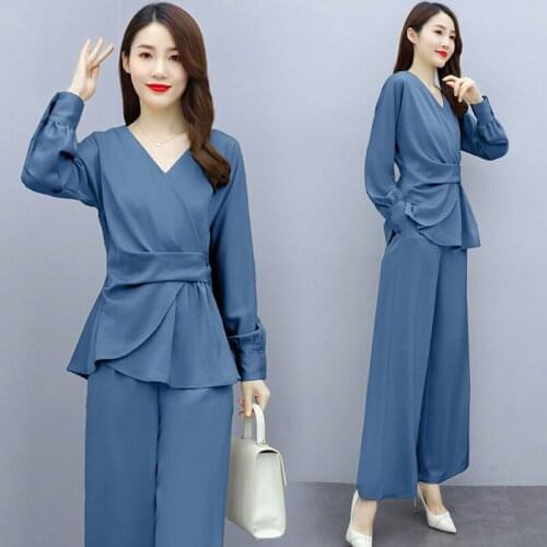 Fashion suit women 2021 spring autumn new professional light mature wind wide-leg pants temperament age reduction two-piece s568
