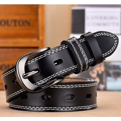 Fashion High-Quality Two-Layer Leather Belt Wild Pin Buckle Womens Jeans Skirt belt Hot Pants Shorts Decorative And Durable2021