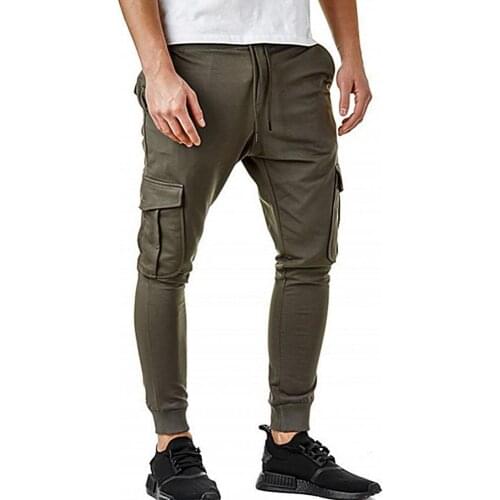 Men Pants Autumn Winter Casual Tight Solid Multi-pocket Running Sports Sweatpants Casual Pants Long Pants Mens Clothing
