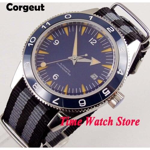 41mm corgeut Miyota 8215 mens wristwatch blue dial Sapphire Glass luminous ceramic bezel Automatic wrist watch men Cor1