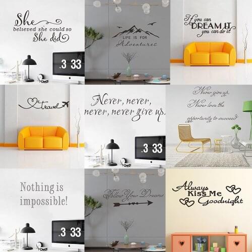 English Motivational Phrases Wall Stickers Home Decor For Fridge Bedroom Living Room Decor Self-adhesive Waterpoof PVC Wallpaper