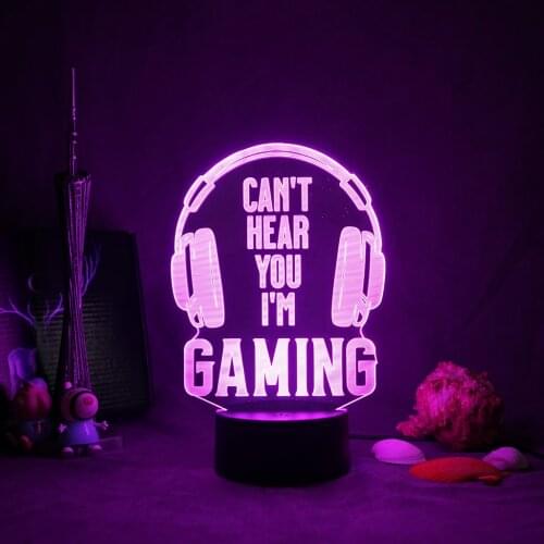 Can't Hear You I'm Gaming Video Game Room Light Table Lamp for Children Headphones Game Zone Lights Coot for Kids Bedside Gift