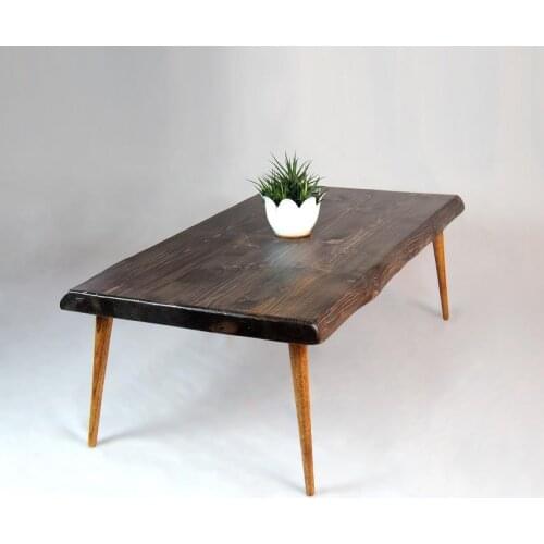 Natural Wood Solid-Pointed Medium Coffee Table (Tree Foot)