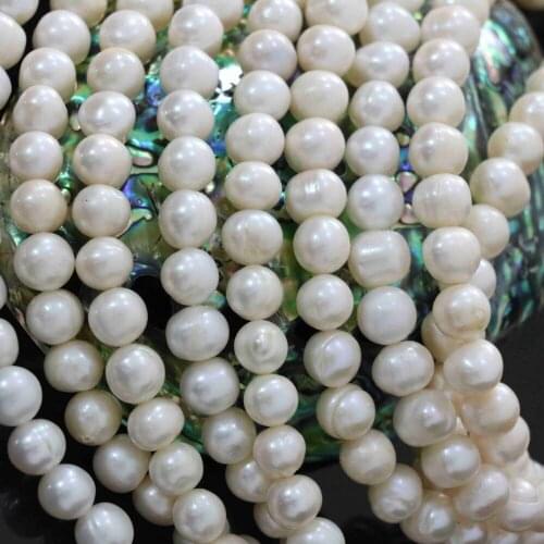 Natural 9-10mm nearround freshwater white pearls making for handmade diy pearls necklace loose beads women jewelry 15inch B1373