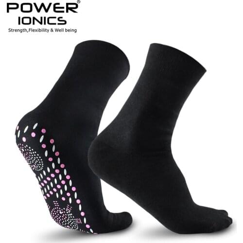 New Power Ionics Ion Tourmaline Far Infrared Rays Health Self-Heat Cotton Socks Black White Improve Body blood circulation