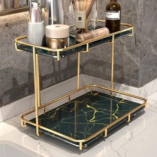 Luxury Washstand Shelf Bathroom Toilet Multi-layer Cosmetics Desktop Storage Rack Organizers for Desk Shelf Organizer Metal Gold
