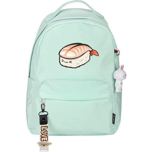 Cartoon Sushi Kawaii Women Backpack Nylon School Bags Pink Bookbag Small Travel Bagpack Cute Date Shoulder Bags Mochila Feminina