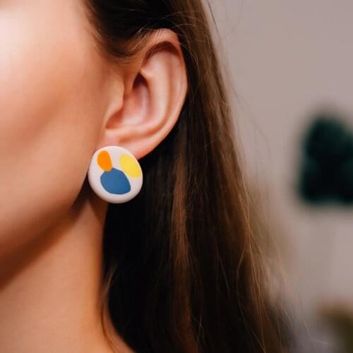AENSOA Kroean Polymer Clay Stud Earrings For Women 2021 Unique Palette Painting Statement Earrings Girls Fashion Jewelry