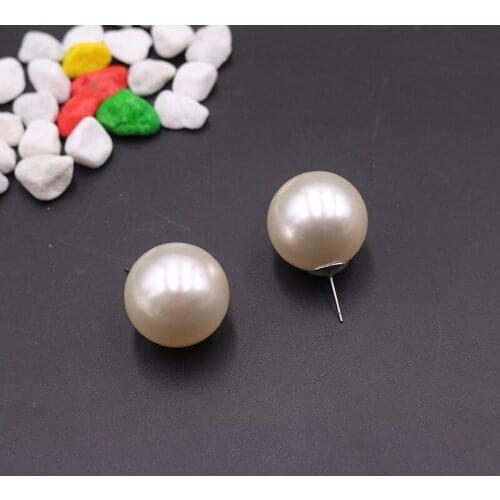 TIMEONLY 2cm Big Simulated Pearl Earrings Temperament Simple Personality White Statement Earrings Korean Earrings Jewelry Gift