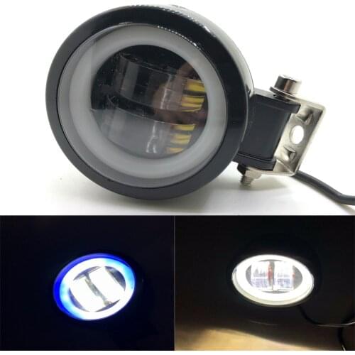 Yecnecty Universal Motorcycle Spot Headlight Blue/White Angel Eye Lamp With CREE Chip Scooter Accessories Car Truck Indicator