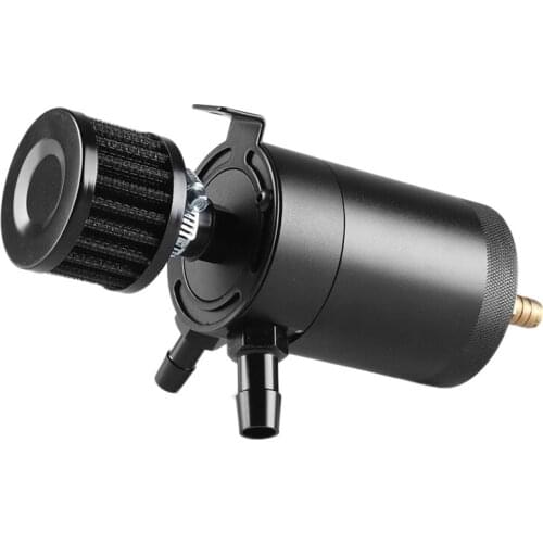 Universal Racing Baffled 2-Port Oil Catch Can Tank Reservoir + Drain Valve Breather Baffle