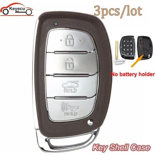 KEYECU 3PCS Replacement Remote Car Key Shell Case Fob 4 Button for Hyundai IX25 IX35 Sonata Tucson 2014-2018 No battery holder